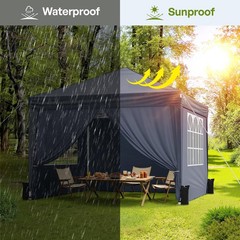 Vinabilia 10X10 Pop Up Canopy Sidewalls Instant Portable Canopy Tent Carry Bag