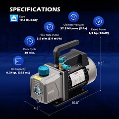 Air Conditioner Vacuum Pump 3.5 cfm HVAC Coolant Repair Recharging & Evacuation