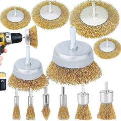 12 Pack 1/4 Inch Hex Shank Brass Wire Wheel Cup Brush Drill Bit Set Attachment