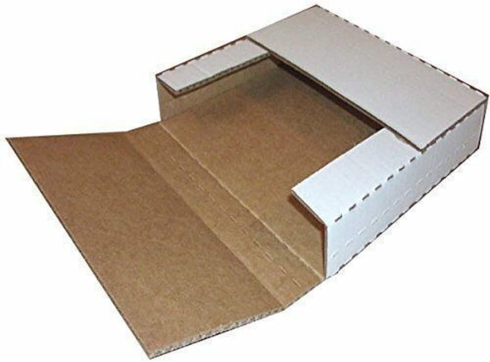 100 – 9 5/8 x 6 5/8 x 1 1/4 White Multi Depth Bookfold Mailer Book Box Bookfolds