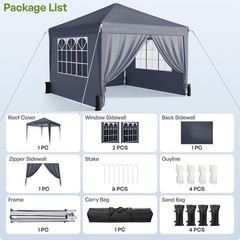 Vinabilia 10X10 Pop Up Canopy Sidewalls Instant Portable Canopy Tent Carry Bag