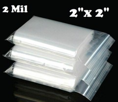 2″x 2″ ZIP SEAL BAGS CLEAR 2 MIL PLASTIC RECLOSABLE LOCK MINI BAGGIES 2MIL