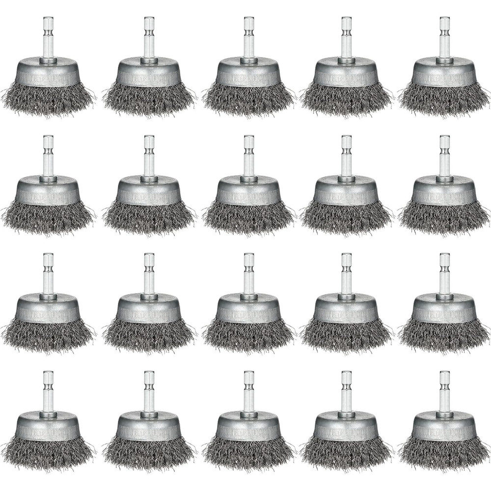 20 Pcs Wire Cup Brush for Drill Abrasive 2″ Wire Wheel Brush 1/4 Inch Hex Shank,