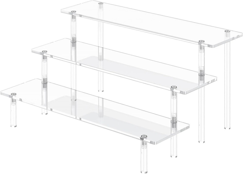 3 Tier Acrylic Display Risers Stand for Perfume, Cupcakes & Figurines