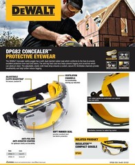 1 PR. DeWalt DPG82-11 CLEAR ANTI FOG Protective Over Glasses Safety Goggles Z87+