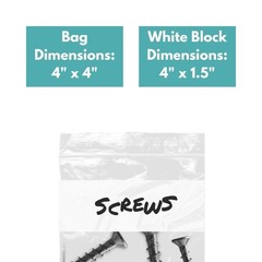 2 Mil Clear Reclosable Poly Bags with White Block Zipper 4″ x 4″ Pcs of 10000