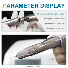 Dental 1:1 Direct Drive Straight Implant Handpiece Non-Optic External Cooling