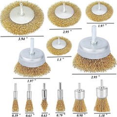 12 Pack 1/4 Inch Hex Shank Brass Wire Wheel Cup Brush Drill Bit Set Attachment