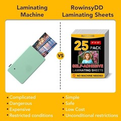 25 Pack Self Adhesive Laminating Sheets, 9 X 12 Inch, Clear Sticker Laminate She