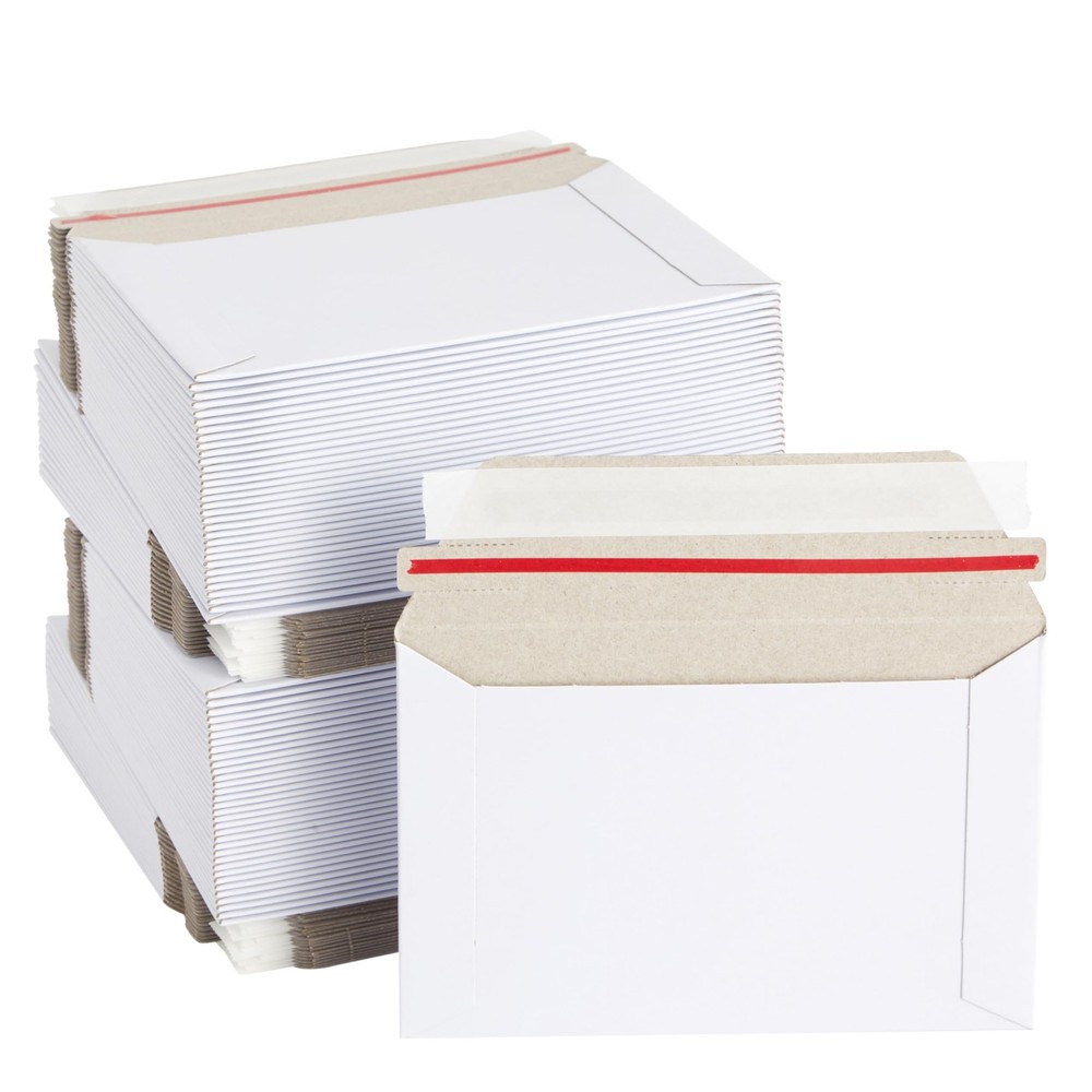 100 Count Mailing Envelopes 6.5 x 4.5 In White Flat Peel Seal Cardboard