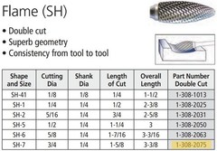 SF-5 CARBIDE BURR 1/4 shank – DOUBLE CUT – TREE SHAPE RADIUS FREE SHIP