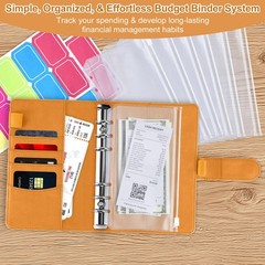 Antner Budget Binder with Zipper Envelopes, Money A6 Size, Dark Yellow