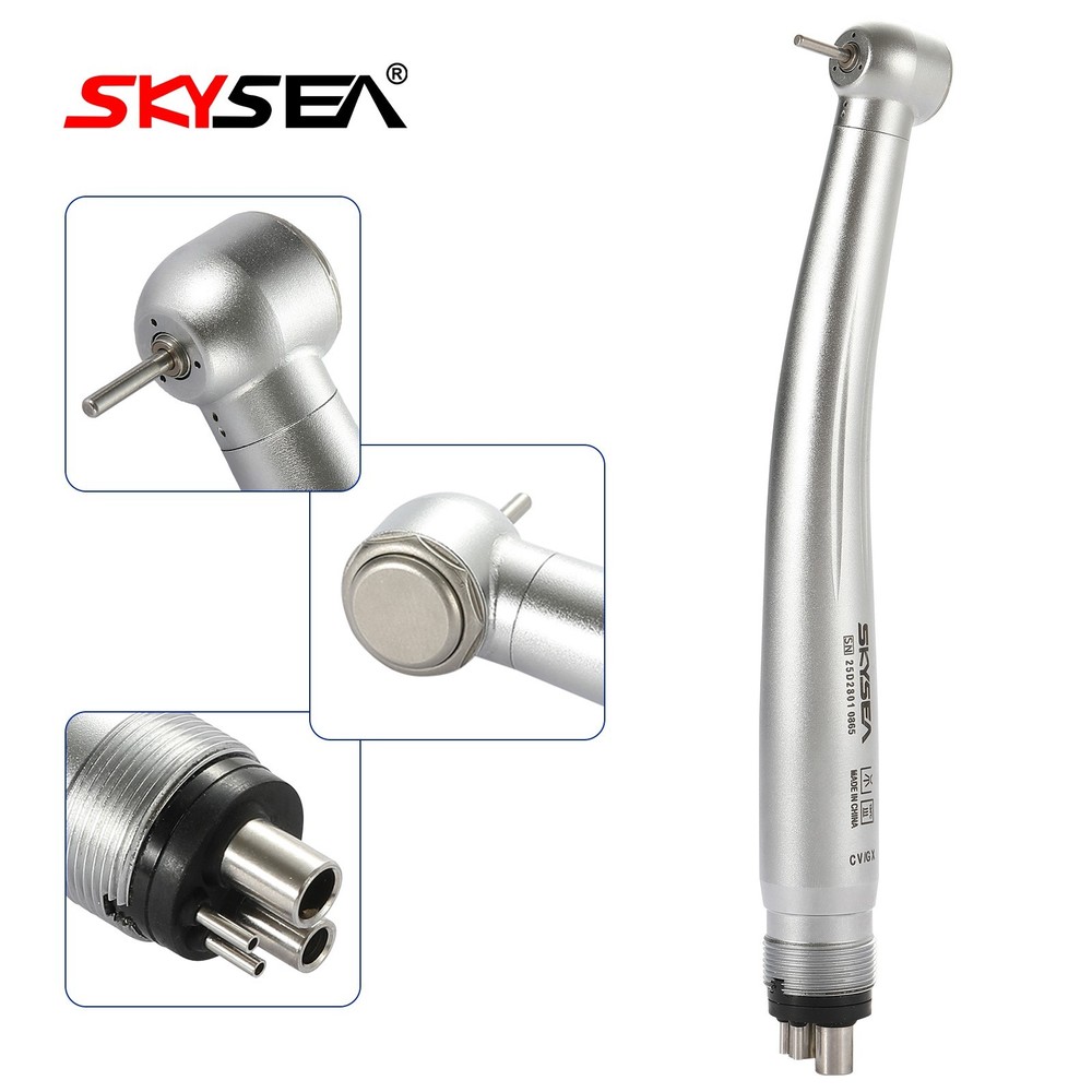 1-5 SKYSEA Dental High Speed Handpiece Big Head Push Button Type 4Hole FG 1.60mm
