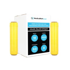 Cast Narrow Stretch Wrap 18″x1500′ 63 Gauge Dark Yellow Hand Shrink Film 8 Rolls