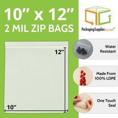 1000 Pcs 10″x12″ 2 Mil Reclosable Bag Writeable White Block Water-Resistant