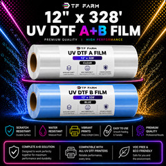 12″ UV DTF A+B Film Roll 12in x 328FT Premium UV Transfer Film for UV Printers