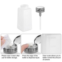 2pcs Solvent Alcohol Dispenser 250ml Push Down Nail Polish Remover Bottle White