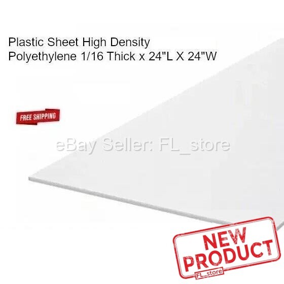 HDPE Plastic Sheet 1/16 x 24″ L X 24″W High Density Polyethylene Off-White NEW