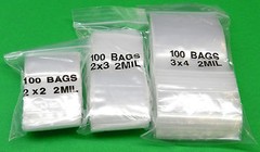 300 Assorted Reclosable Bags 3 Sizes 2×2 2×3 3×4 Clear 2mil Poly Baggies 100 Ea