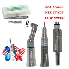 NSK Style Dental Slow Low Speed Contra Angle Straight Air Motor Handpiece 4 Hole