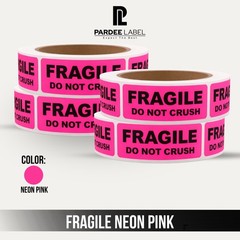 FRAGILE Stickers 1″x3″ Neon Pink Labels – 250/Roll – Shipping Warning Labels