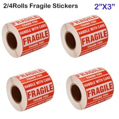 Fragile 2″x3″ Handle with Care Thank You Shipping Stickers 500 Labels Per Roll