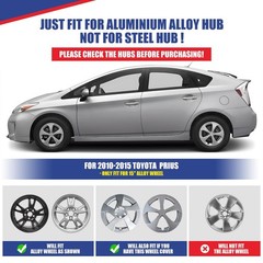 15 Inch Hubcaps for Prius 2010-2015 Alloy Wheel Set of 4 ABS+PC Silver Black