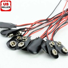 1/5/10 Pcs Snap 9V (9 Volt) Battery Clip Connector I Buckle Type Black w/ Cable