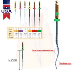 Dental Endo NITI Rotary Files Heat Activated Assorted 6 Files FCurved Canal 31mm