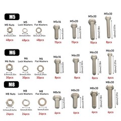408 × Stainless Steel 304 (18-8) A2 Hex M5 M6 M8 Bolts And Nuts Assortment Kit