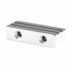 2 x 1/2 x 1/4 Inch Neodymium Rare Earth Countersunk Block Magnets N52 (3 Pack)