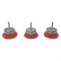 2″ Nylon End Cup Brush 1/4″ Shank Coarse 3 Pack Red Drill Brush Wire Abrasive