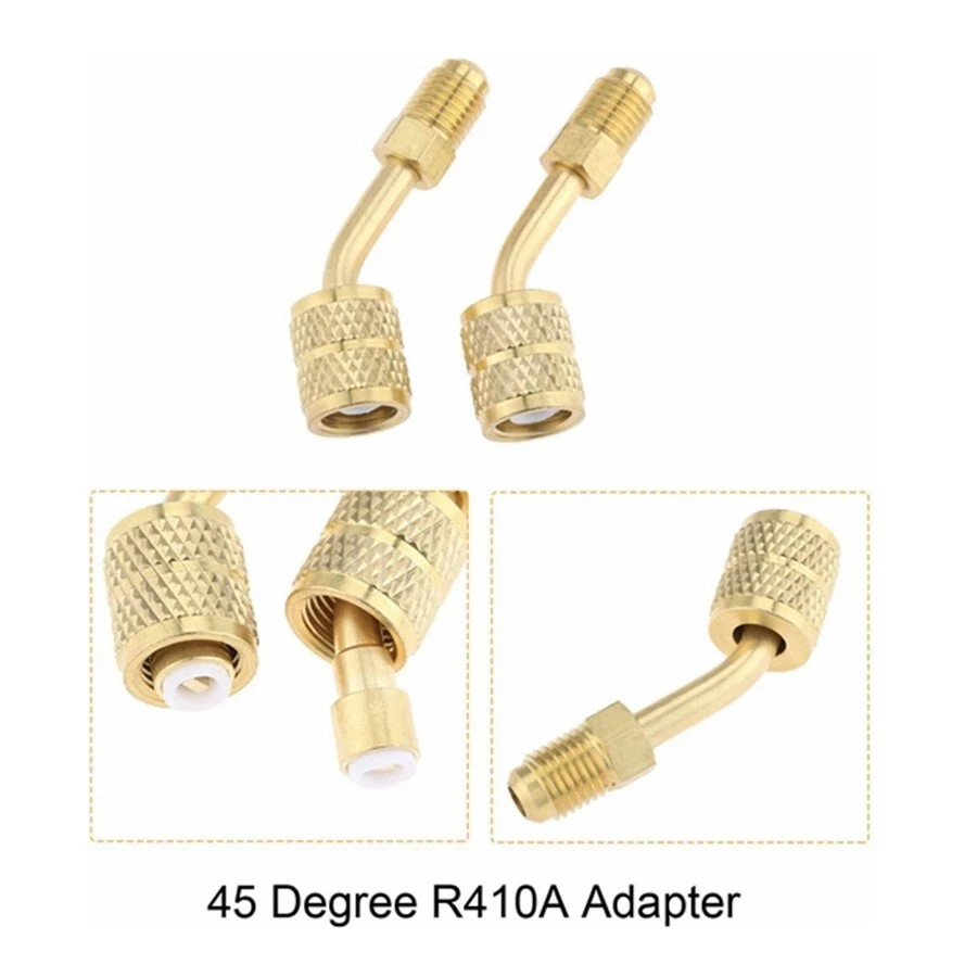 2 pack 45° Angle R410a Adapter 5/16″ Female x 1/4″ Male SAE Mini Split N823 -DD