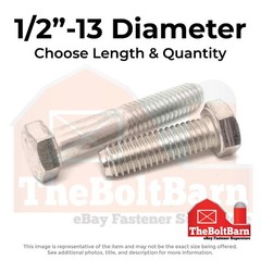1/2″-13 Stainless Hex Cap Screws Coarse Thread Hex Bolts (Choose Length & Qty)