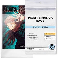 (100 Count) Resealable Digest & Manga Bags – Acid-Free Polypropylene Plastic …