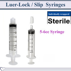 AMGoods 5cc / 5ml LUER SLIP or LUER LOCK SYRINGES STERILE SYRINGE, NO NEEDLE!