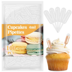 MAQIHAN 100 Plastic Pipettes Dropper for Cupcakes – 4Ml Disposable Cupcake Pipet