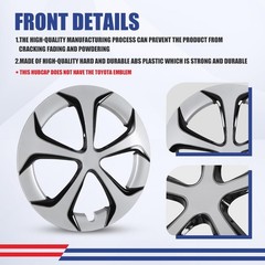 15 Inch Hubcaps for Prius 2010-2015 Alloy Wheel Set of 4 ABS+PC Silver Black