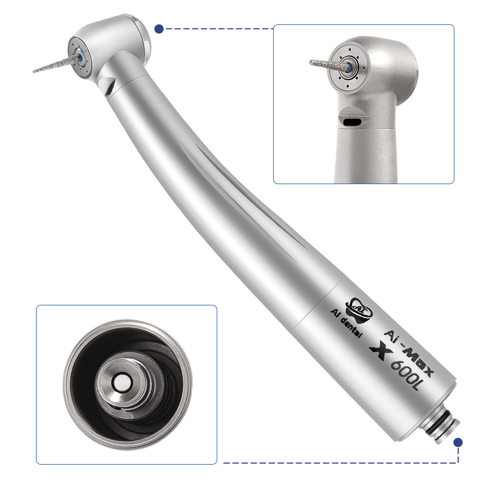 Dental Fiber Optic Handpiece Air Turbine Light Quattro Water Spray fit NSK X600L