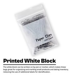 1000 Pcs 6″x 9″ 2 Mil Reclosable Bag Writeable White Block Water-Resistant