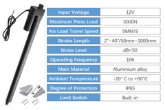 DC 12V Linear Actuator Heavy Duty 2″~40″ Long Stroke 6inch 8in 3000N Waterproof