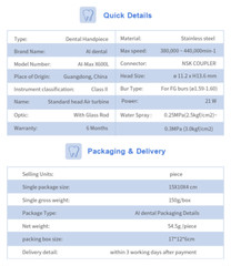 Dental unit optical led motor air turbine high speed handpiece Quattro Spray 6H