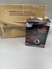 4 Pack x50 Venom Steel Heavy Duty Black Nitrile Gloves, One Size New