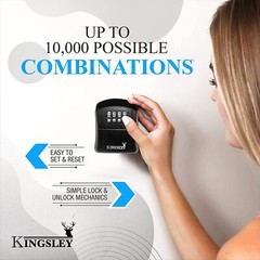 Kingsley QCH-807 Water Resistant Realtor Key Lock Box for AirBnB, Spare Keys