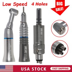 SEASKY Dental Slow Low Speed Handpiece Contra Angle Straight Air Motor 2/4Hole