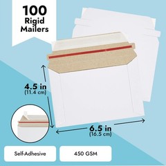 100 Count Mailing Envelopes 6.5 x 4.5 In White Flat Peel Seal Cardboard
