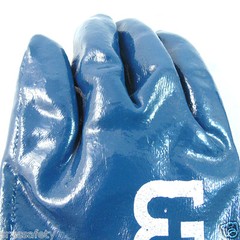 BG Nitrile Coated Rubber PVC Gloves Chemical Resistant,One size,Blue-BG105NITRIL
