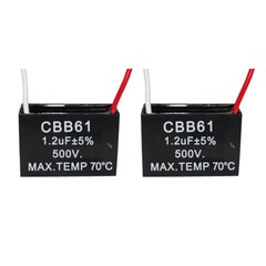 2PCS 500V 1.2UF CBB61 Ceiling Fan Motor Running Capacitor 2 Wire 50/60 Hz