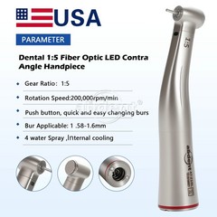 1:5 Increasing Fiber Optic Contra Angle Handpiece Push Button Abdent Dental NEW