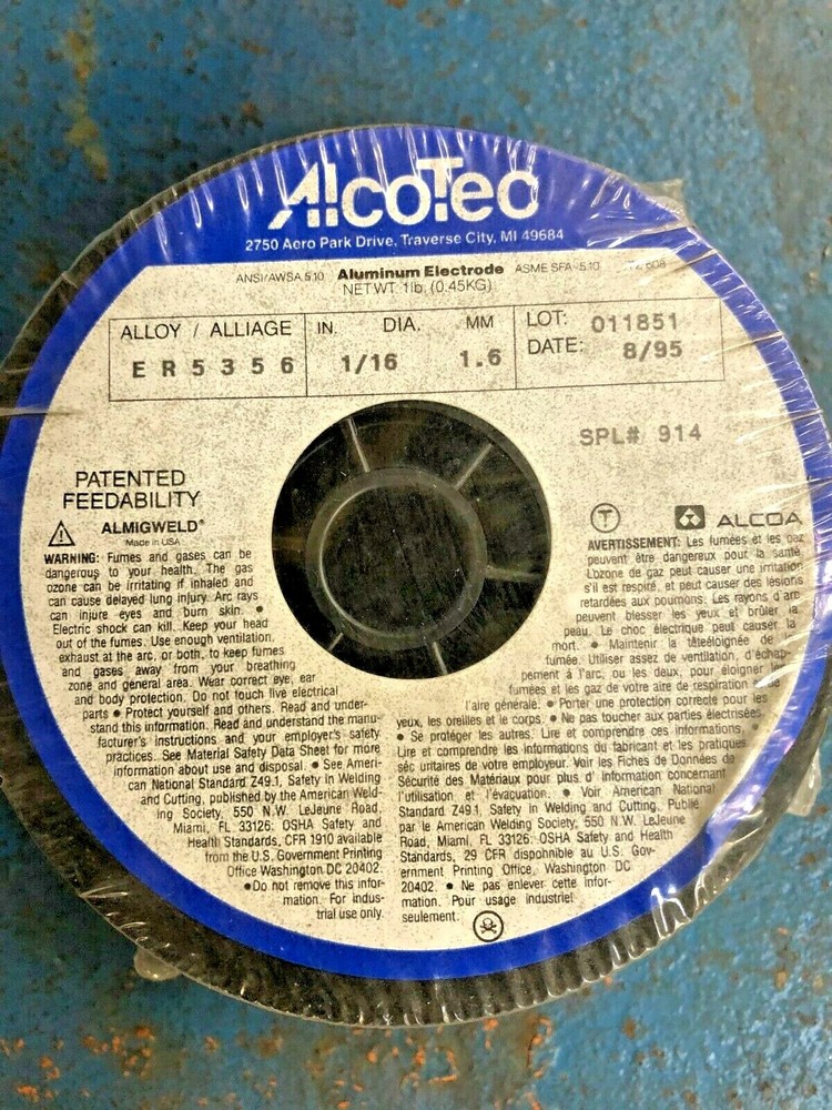 ALCOA 1/16″ 5356 ON 1# SPOOL (LOT OF 2 SPOOLS)